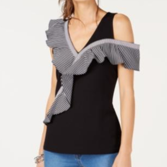 INC International Concepts Tops - NWT INC STRIPED ONE SHOULDER TANK TOP